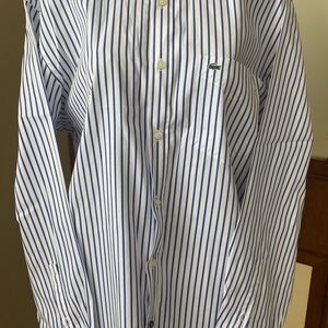 Men's Lacoste Regular fit plaid Long sleeve size 42 blue Plaid Button Down.